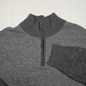 Iceland Mens XXL Wool Blend Quarter Zip Sweater Herringbone Gray Made in Italy